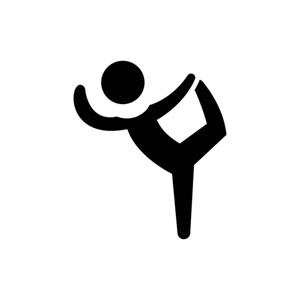 Pilates - gimnasia - práctica - icono de ejercicio, ilustración vectorial, signo negro sobre fondo aislado — Vector de stock