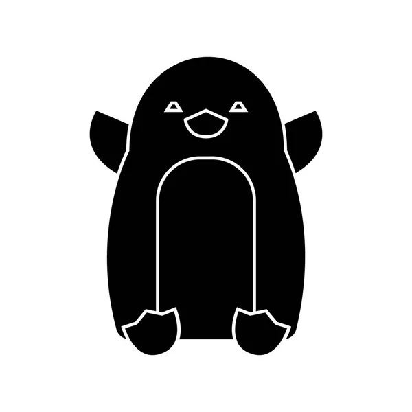 Penguin cute icon, vector illustration, black sign on isolated background — Stock Vector