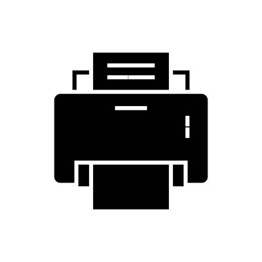 Yazıcı simgesi, vektör çizim, izole arka plan üzerinde siyah işareti