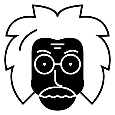 Profesör bilim adamı simgesi, vektör çizim, izole arka plan üzerinde siyah işareti