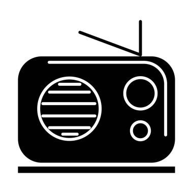 radyo alıcı simgesi, illüstrasyon, siyah işareti izole arka plan üzerinde vektör