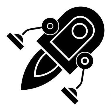 iki bacağı simgesiyle roket, illüstrasyon, siyah işareti izole arka plan üzerinde vektör