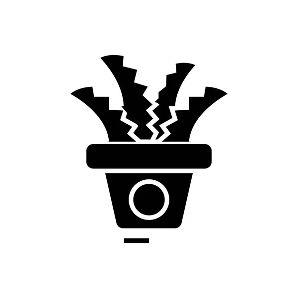 Planta en la maceta - icono de cactus de oficina, ilustración vectorial, signo negro sobre fondo aislado — Archivo Imágenes Vectoriales