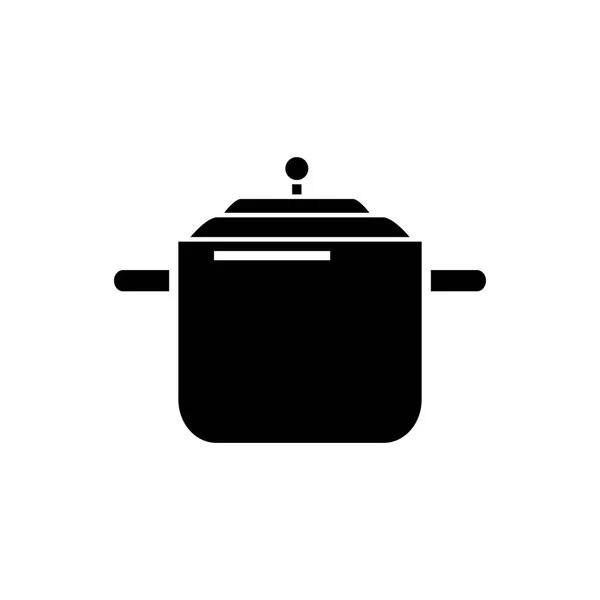 Autocuiseur - icône thermo-casserole, illustration vectorielle, panneau noir sur fond isolé — Image vectorielle