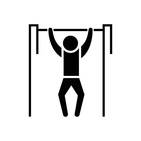 Pull-up - workout - straat oefening pictogram, vectorillustratie, zwarte teken op geïsoleerde achtergrond — Stockvector