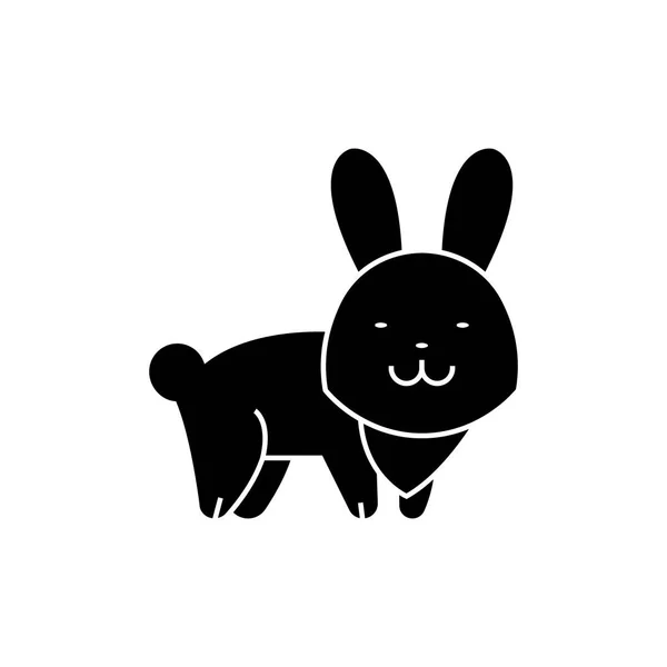 Rabbit cute icon, vector illustration, black sign on isolated background — Stock Vector