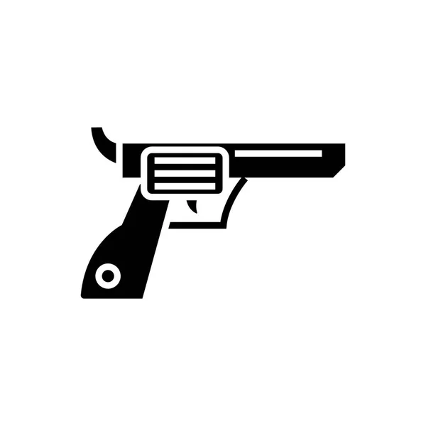 Revolver - gun - cowboy icon, vector illustration, black sign on isolated background — Stock Vector