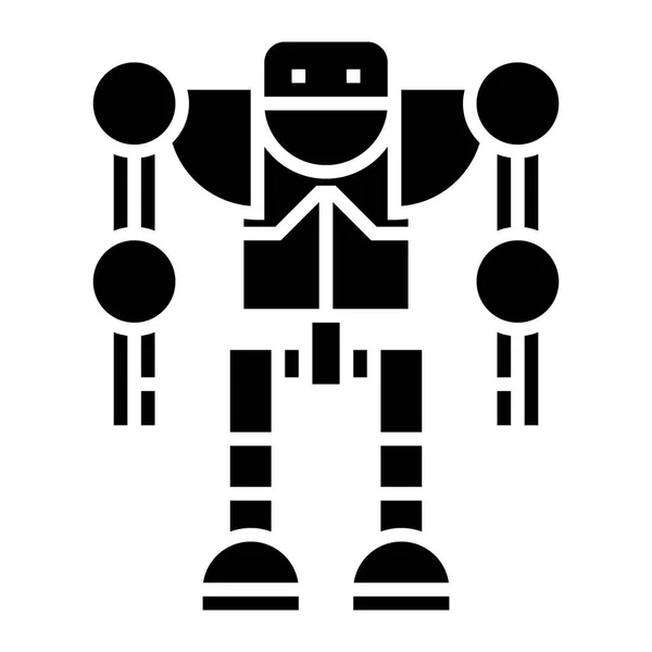 Ρομπότ - εικονίδιο droid, διανυσματικά εικονογράφηση, μαύρο σημάδι σε απομονωμένες φόντο — Διανυσματικό Αρχείο