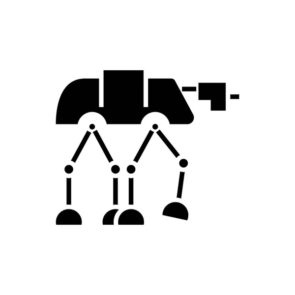 Ρομπότ warior θωρακισμένο μεταφοράς εικονίδιο, εικονογράφηση διάνυσμα, μαύρη πινακίδα σε απομονωμένες φόντο — Διανυσματικό Αρχείο