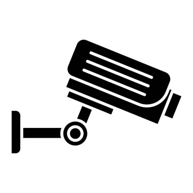 Güvenlik kamera simgesi, vektör çizim, izole arka plan üzerinde siyah işareti