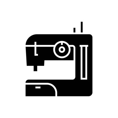 dikiş makinesi simgesini, illüstrasyon, siyah işareti izole arka plan üzerinde vektör