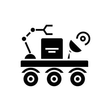 uzay aracı simgesini, vektör çizim, izole arka plan üzerinde siyah işareti