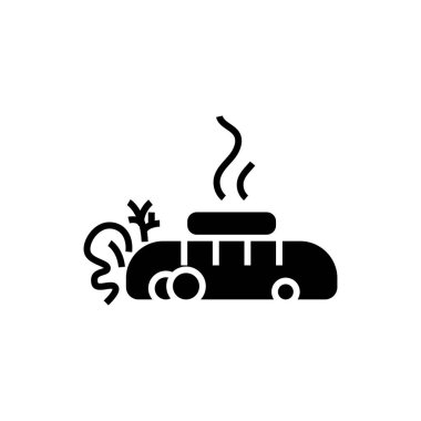 biftek - kızarmış et - ekmek tereyağı simgesiyle, illüstrasyon, siyah işareti izole arka plan üzerinde vektör