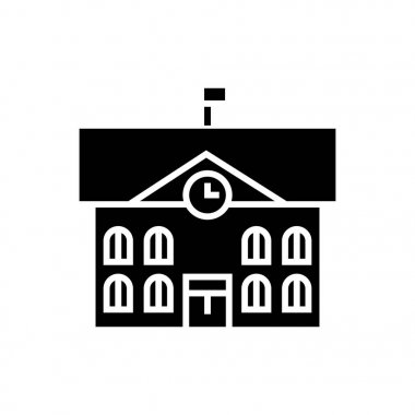 Belediye Binası - city hall simgesi, illüstrasyon, siyah işareti izole arka plan üzerinde vektör