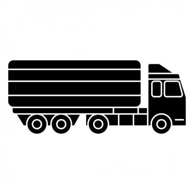 Teslimat satırı simgesi kamyon, illüstrasyon, siyah işareti izole arka plan üzerinde vektör