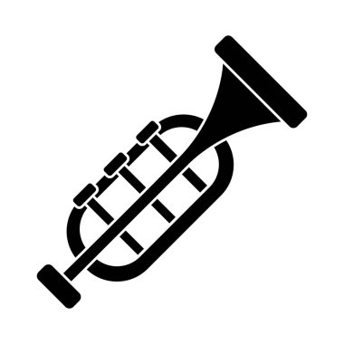 trompet - boynuz kutsal kişilerin resmi, vektör çizim, izole arka plan üzerinde siyah işareti