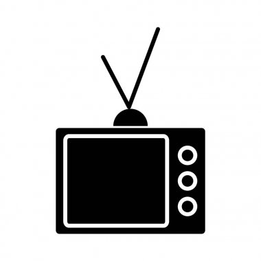 TV vintage arıza simgesi, vektör çizim, izole arka plan üzerinde siyah işareti