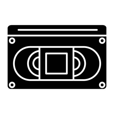 video cassete kutsal kişilerin resmi, vektör çizim, izole arka plan üzerinde siyah işareti