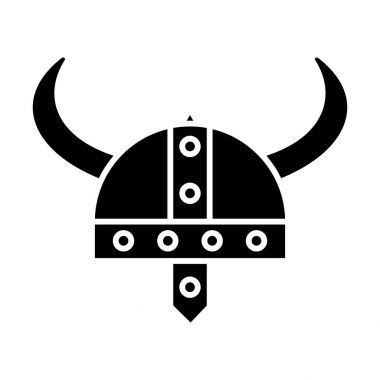 Viking kask simgesi, vektör çizim, izole arka plan üzerinde siyah işareti