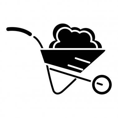 el arabası Bahçe simgesi, vektör çizim, izole arka plan üzerinde siyah işareti