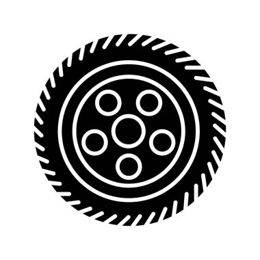 Araba simgesi tekerlek, illüstrasyon, siyah işareti izole arka plan üzerinde vektör