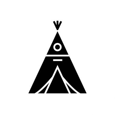 Kızılderili çadırı kutsal kişilerin resmi, vektör çizim, izole arka plan üzerinde siyah işareti