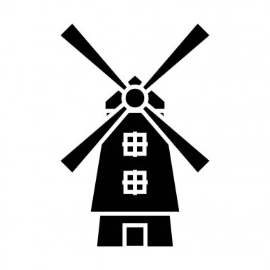 yel değirmeni - holland kutsal kişilerin resmi, vektör çizim, izole arka plan üzerinde siyah işareti