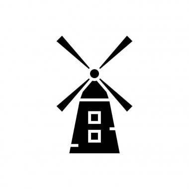küçük yel değirmeni kutsal kişilerin resmi, vektör çizim, izole arka plan üzerinde siyah işareti