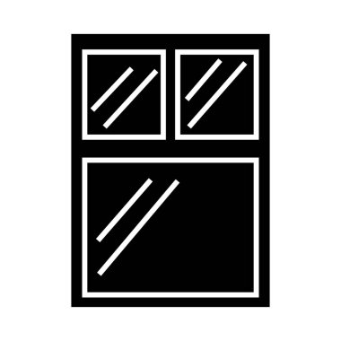 pencere temiz illüstrasyon, siyah işareti izole arka plan üzerinde vektör simgesi, temizlik