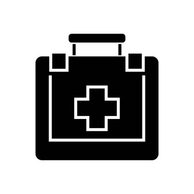 ilk yardım simgesi, illüstrasyon, siyah işareti izole arka plan üzerinde vektör