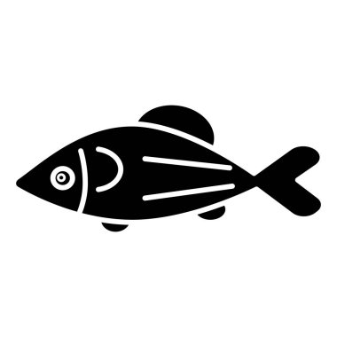 Somon simgesi balık, illüstrasyon, siyah işareti izole arka plan üzerinde vektör