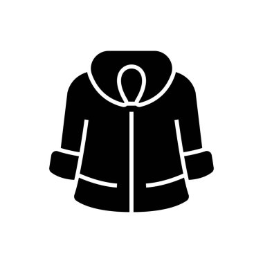 kürk ceket simgesi, illüstrasyon, siyah işareti izole arka plan üzerinde vektör