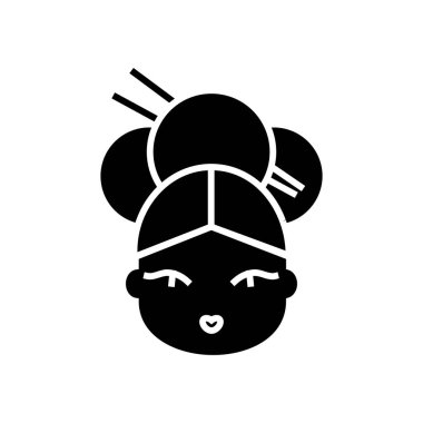 geyşa kutsal kişilerin resmi, vektör çizim, izole arka plan üzerinde siyah işareti