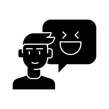 mutlu müşteri kutsal kişilerin resmi, vektör çizim, izole arka plan üzerinde siyah işareti