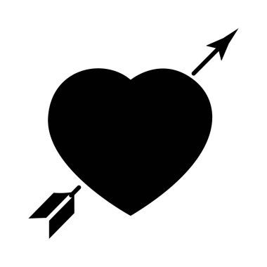 kalp ile ok - aşk simgesi, illüstrasyon, siyah işareti izole arka plan üzerinde vektör