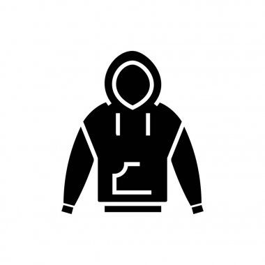 Hoodie kutsal kişilerin resmi, vektör çizim, izole arka plan üzerinde siyah işareti