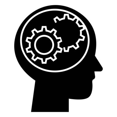 insan kafası - ayarlar simgesini, illüstrasyon, siyah işareti izole arka plan üzerinde vektör