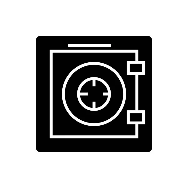 Caja fuerte - seguridad - protección - icono del banco, ilustración vectorial, signo negro sobre fondo aislado — Archivo Imágenes Vectoriales