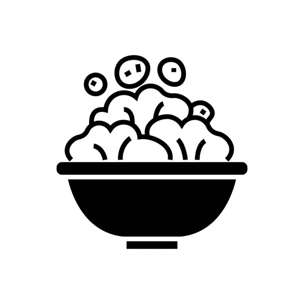 Ikon mangkuk salad, ilustrasi vektor, tanda hitam pada latar belakang terisolasi - Stok Vektor