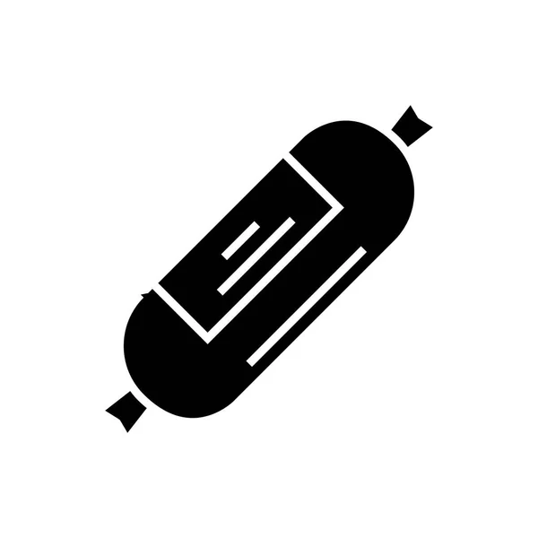 Salchichas - icono de jamón, ilustración vectorial, signo negro sobre fondo aislado — Archivo Imágenes Vectoriales