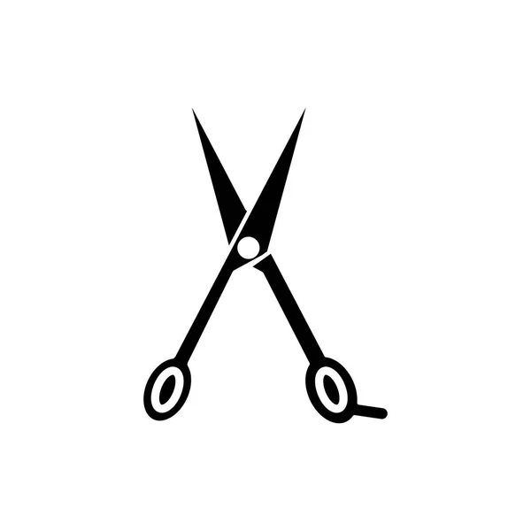 Icono de tijeras, ilustración vectorial, signo negro sobre fondo aislado — Vector de stock