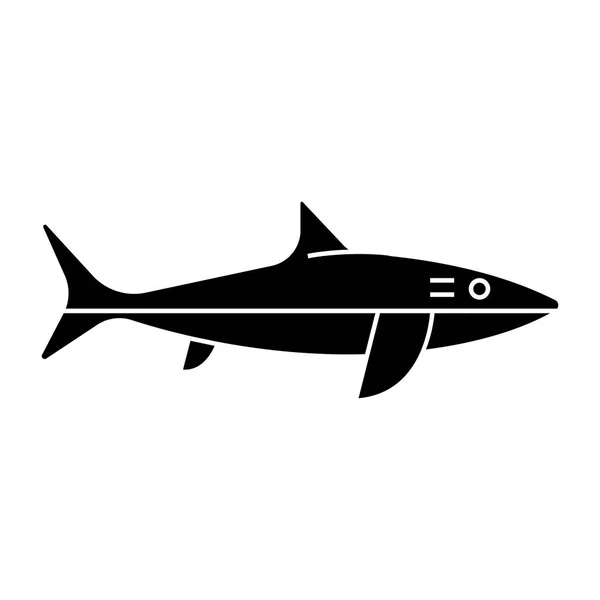 Ícone de tubarão, ilustração vetorial, sinal preto em fundo isolado — Vetor de Stock