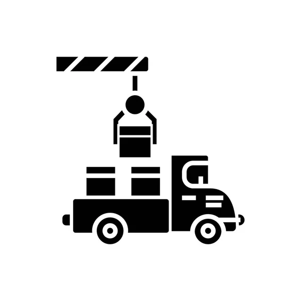 Icono de envío, ilustración vectorial, signo negro sobre fondo aislado — Vector de stock