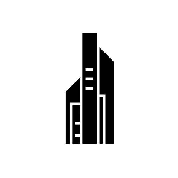 Skyscrapper büyük kutsal kişilerin resmi, vektör çizim, izole arka plan üzerinde siyah işareti — Stok Vektör