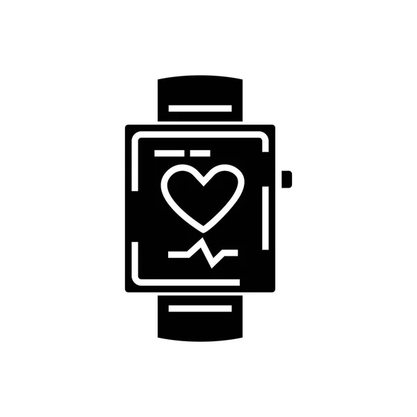 Smartwatch-Symbol, Vektorabbildung, schwarzes Zeichen auf isoliertem Hintergrund — Stockvektor