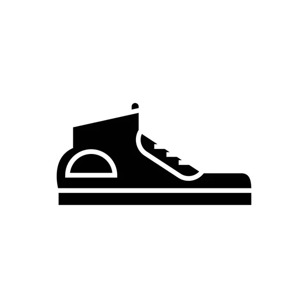 Zapatillas icono, ilustración vectorial, signo negro sobre fondo aislado — Vector de stock