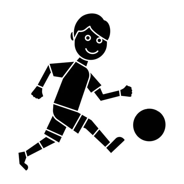 Icono del jugador de fútbol, ilustración vectorial, signo negro sobre fondo aislado — Vector de stock