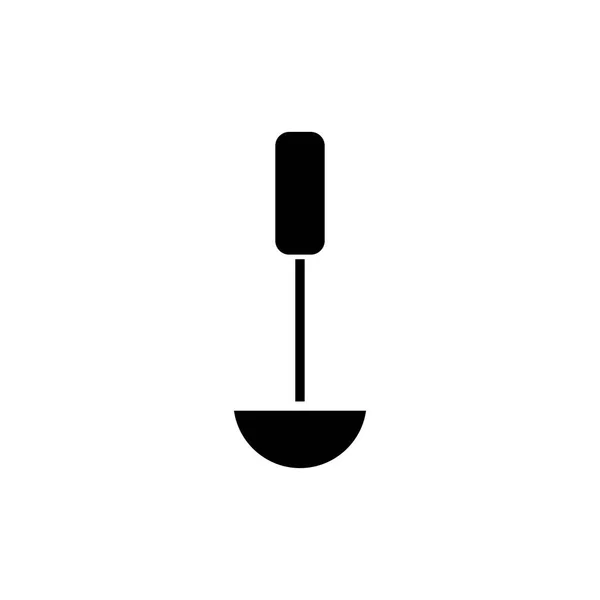Cuchara soupe - icono de la cocina cuchara, ilustración vectorial, signo negro sobre fondo aislado — Vector de stock