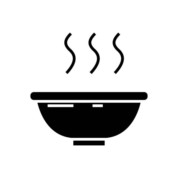Εικονίδιο μπολ σούπα, εικονογράφηση διάνυσμα, μαύρη πινακίδα σε απομονωμένες φόντο — Διανυσματικό Αρχείο