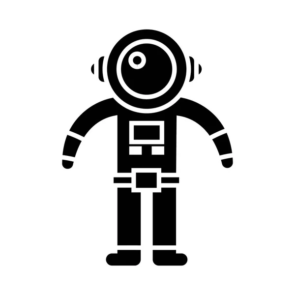 太空人图标，矢量插画，孤立的背景上的黑色标志 — 图库矢量图片